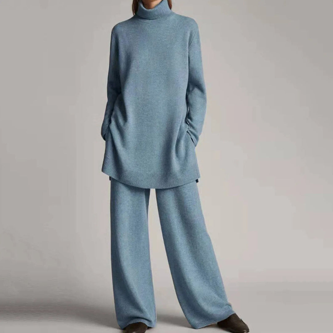 Zara | Cozy Turtleneck Knit Wide-Leg Two Piece Set