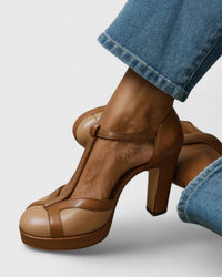 Freya | Vintage-Inspired Closed-Toe T-Strap Block Heel Shoes