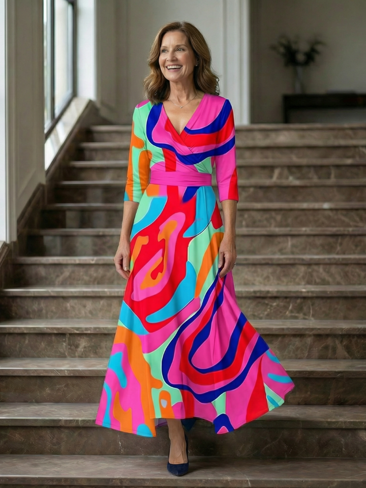 Celine | Midi Dress – Floral Cross Wrap Style for Women
