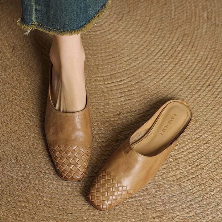 Nora | Elegant And Woven Leather Mules