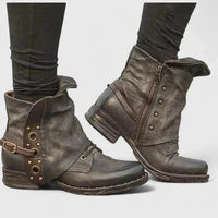 Mila | Distressed Buckle Ankle Boots With Rugged Everyday Appeal