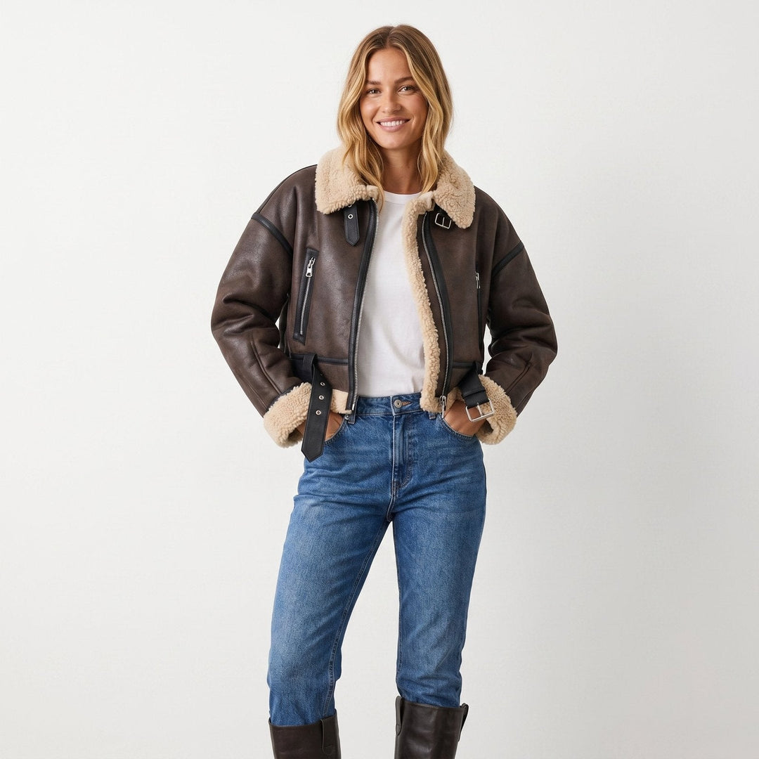 Elfriede | Bomber Jacket – Luxurious Reversible Shearling Design for Women