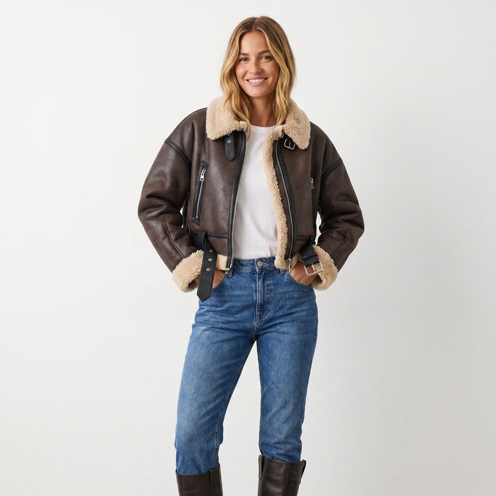 Elfriede | Bomber Jacket – Luxurious Reversible Shearling Design for Women