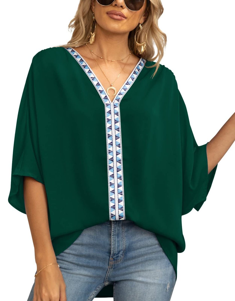 Sophia | Chic Boho Embroidered V-Neck Tunic Top