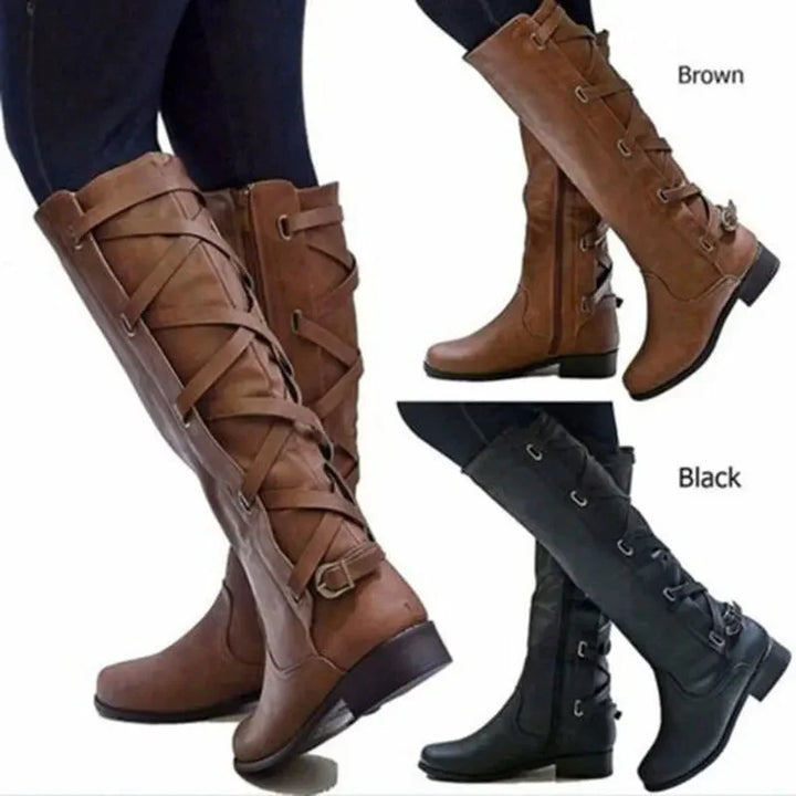 Evelyn | Elegant Buckle Riding Knee High Boots