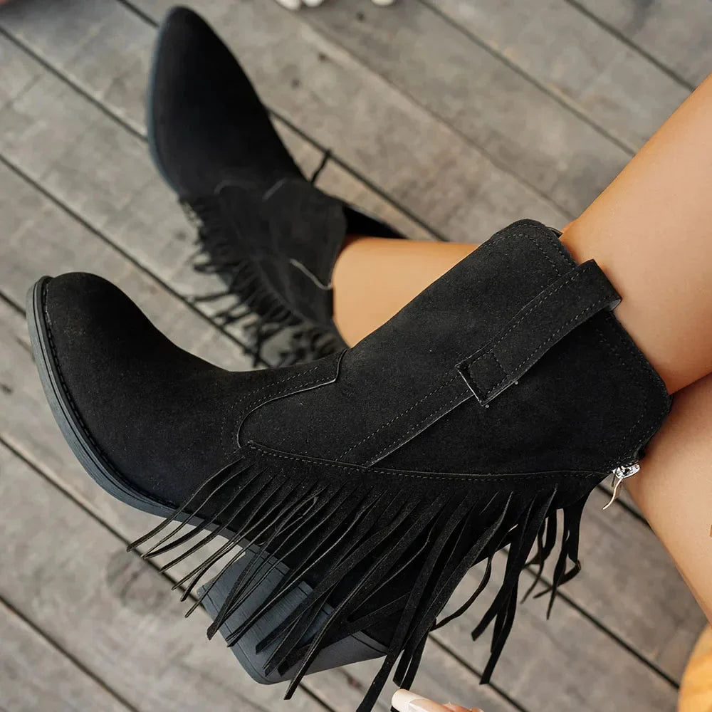 Grace | Dynamic Fringe Wide-Calf Western Cowboy Boots