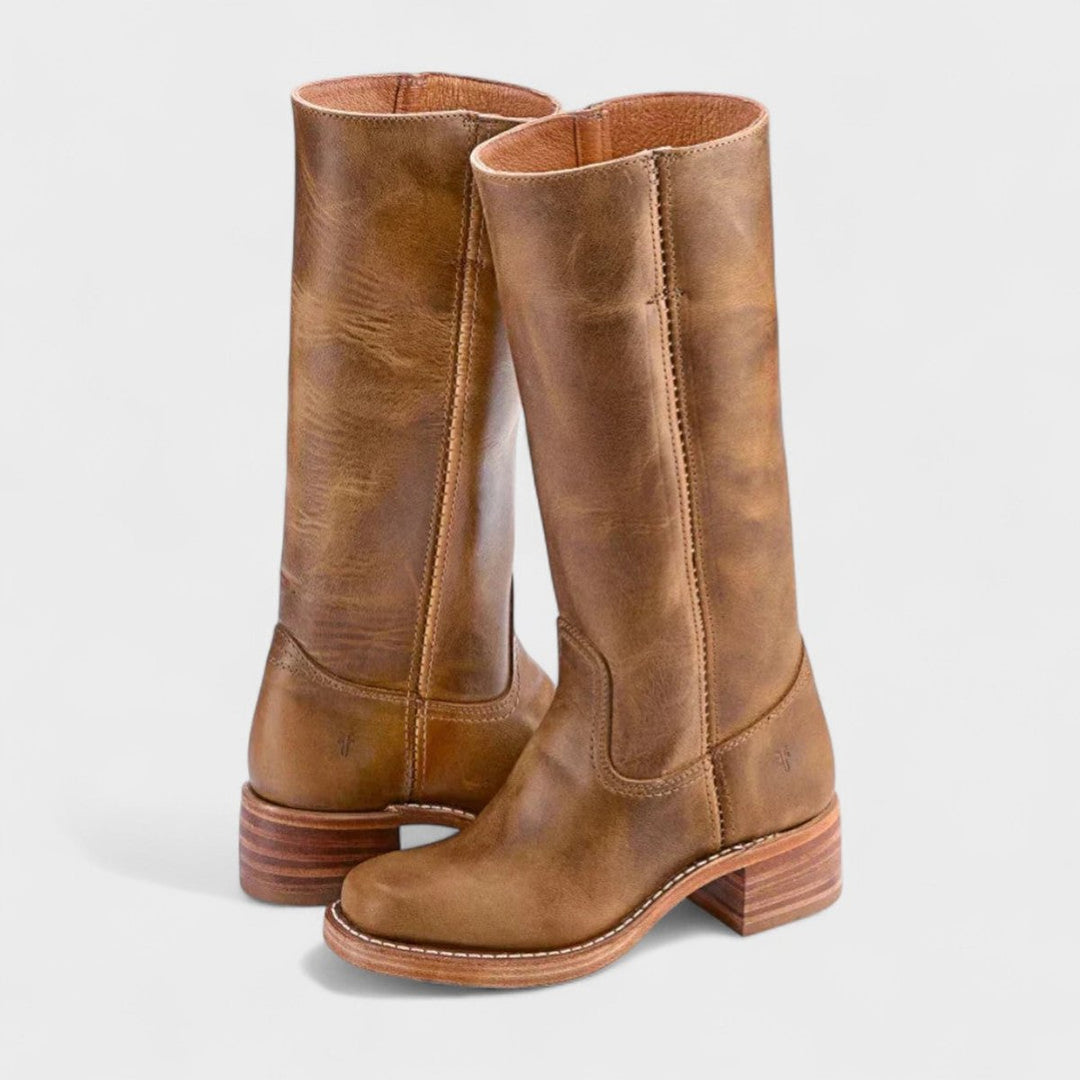 Christina | Western-Inspired Leather Knee High Boots