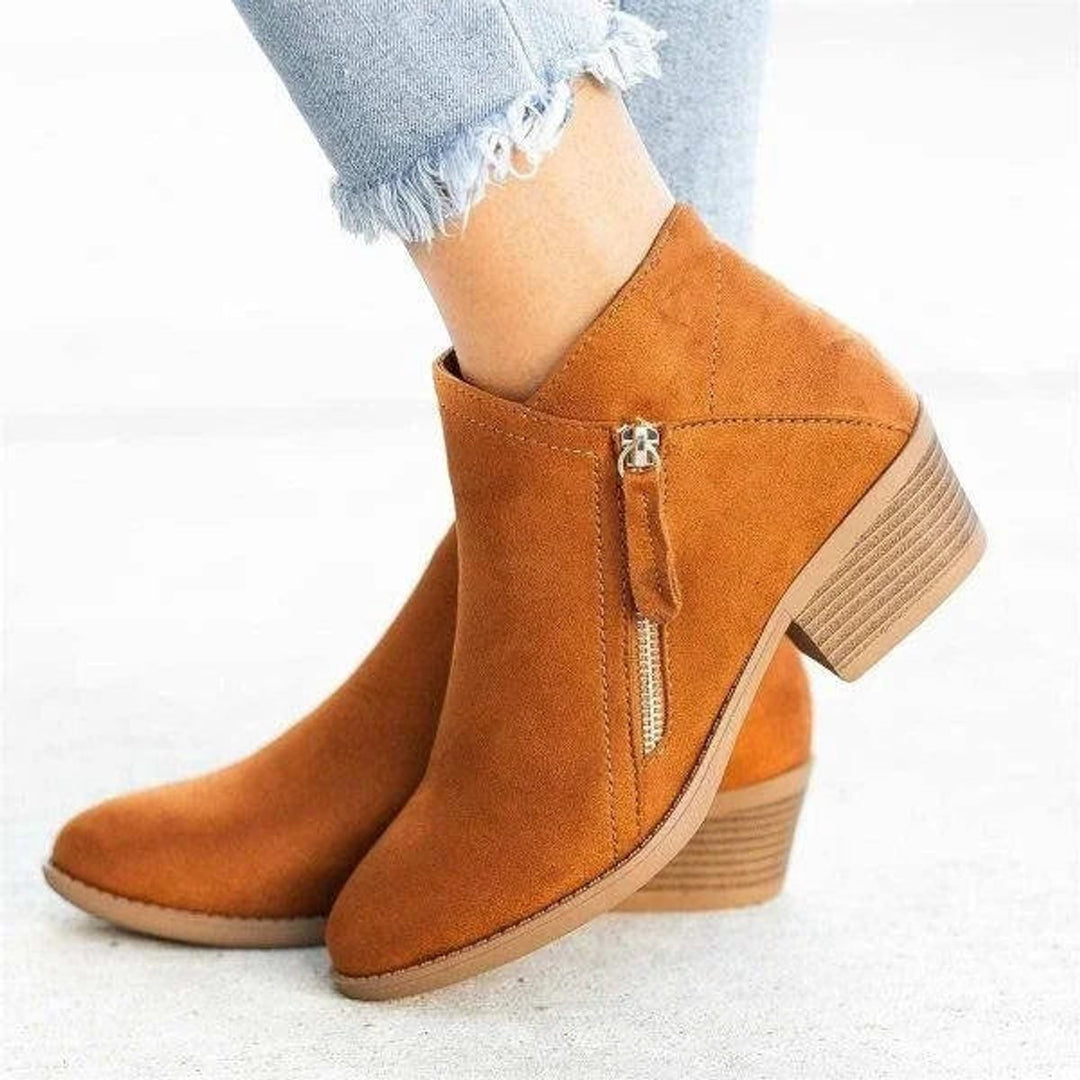 Camille | Elegant Suede Ankle Boots with a Comfortable Low Block Heel