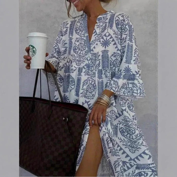 Monika | Vibrant Floral Flowing Tunic Dress