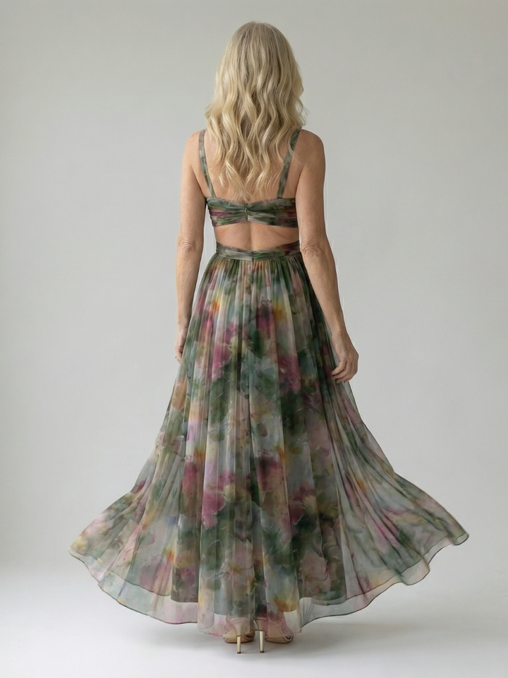 Watercolor Wrap Maxi Dress