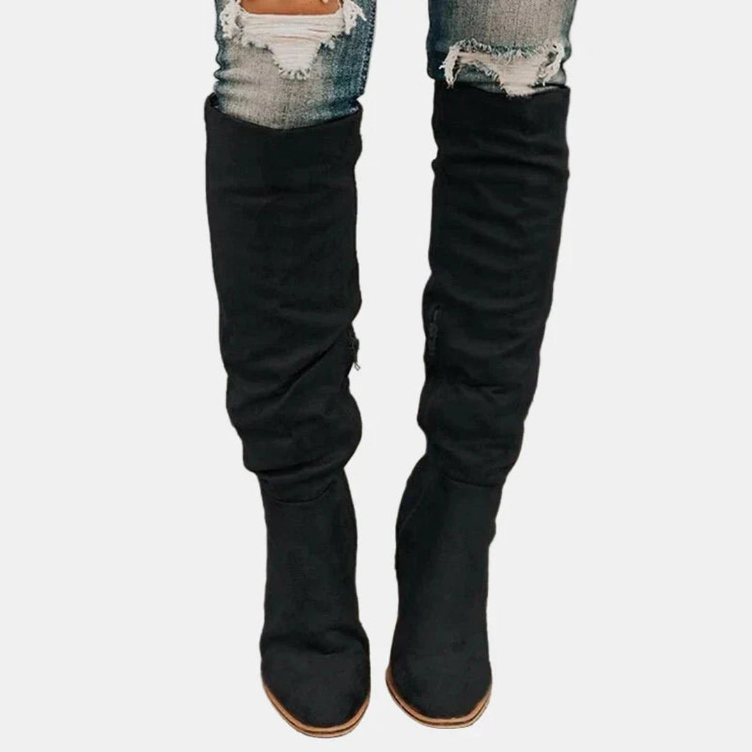 Abby | Stretch-Kniestiefel mit Blockabsatz