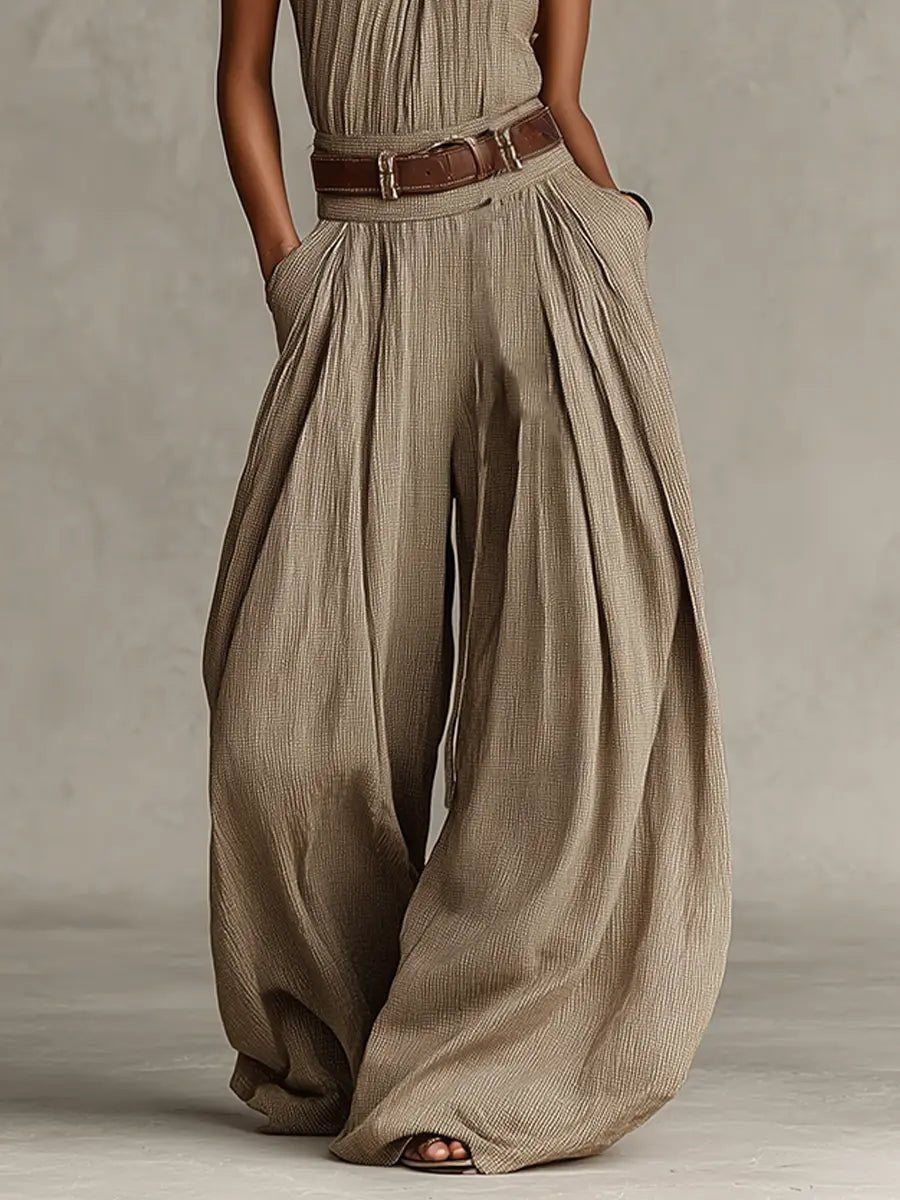 Gina | Halter Neck Wide Leg Jumpsuit with Belt for Women