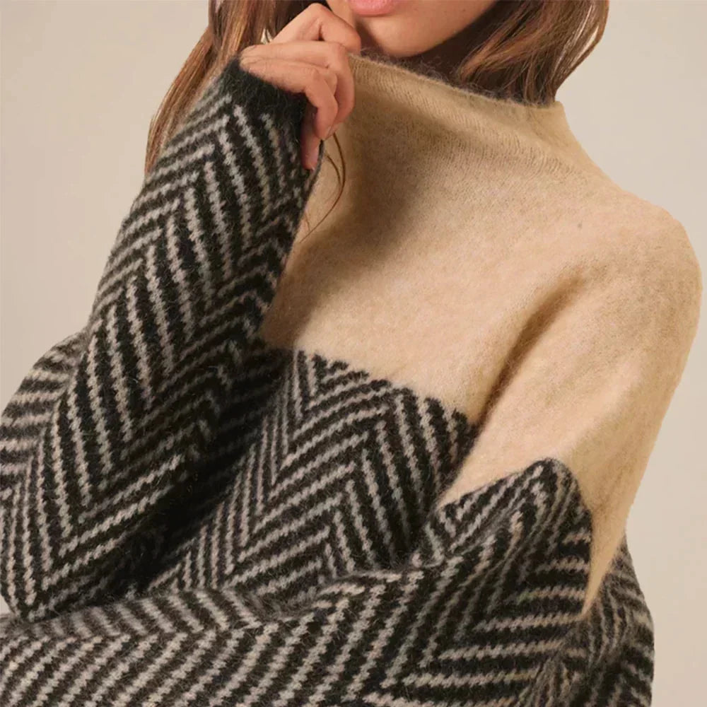Seraphina | Elegant And Cozy Chevron Turtleneck Sweater