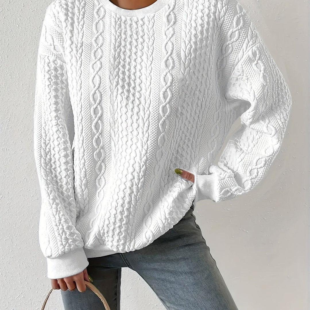 Jovial | Textured Cable-Knit Sweatshirt – Cozy Comfort for Women