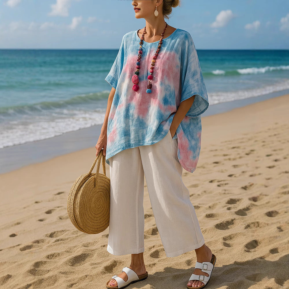 Katrin | Gradient Asymmetric Hem Tunic Top