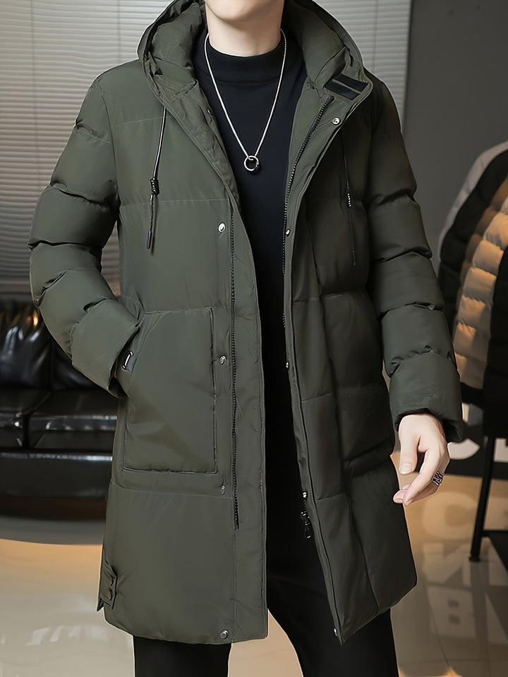 Donovan | Longline Puffer Coat – Stylish Hooded Design for Men