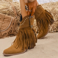 Sierra | Bottes de cowboy western à franges et clous pour mollets larges