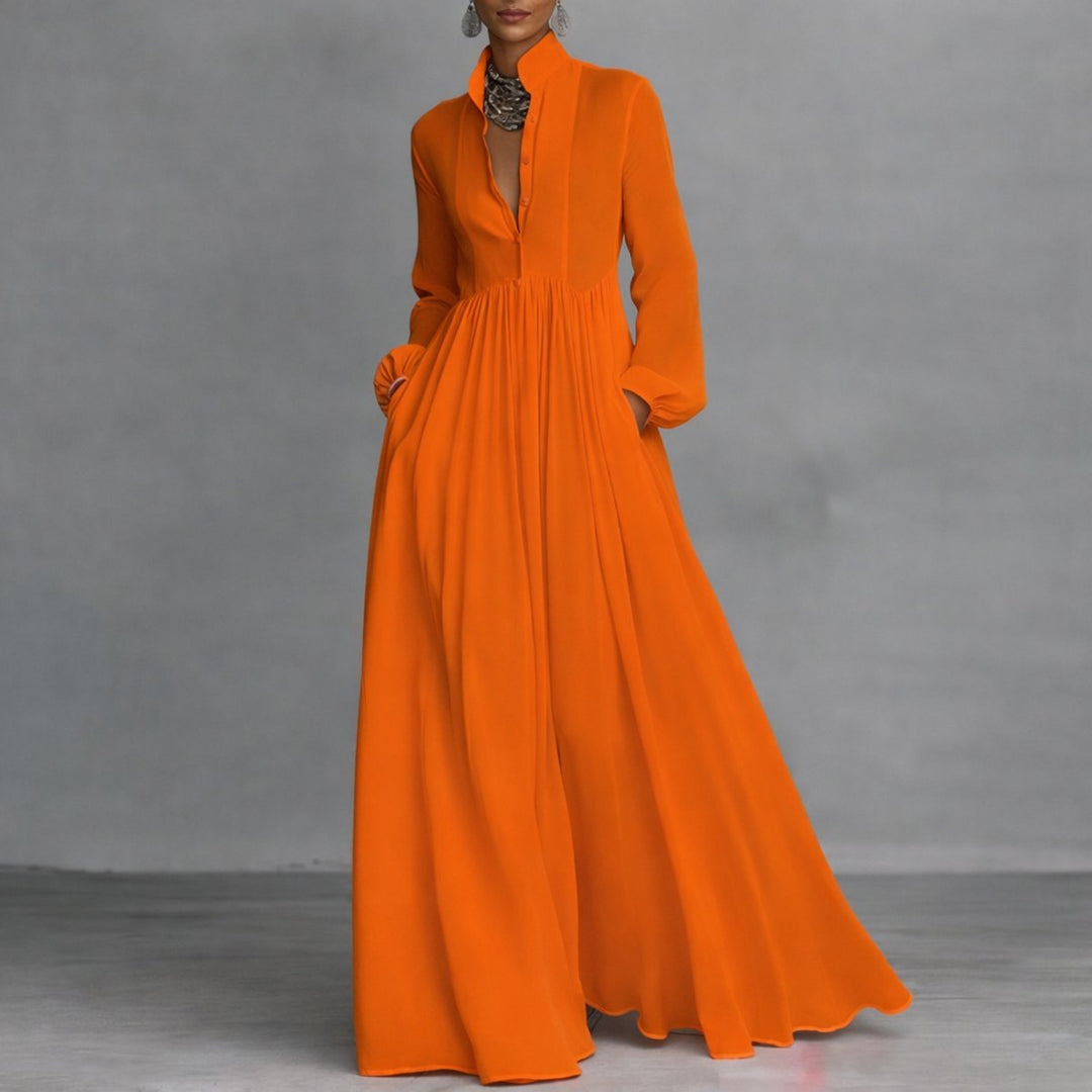 Victoria | Robe-chemise longue raffinée à manches longues