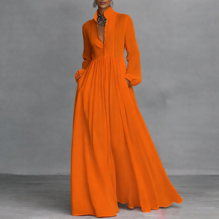 Victoria | Robe-chemise longue raffinée à manches longues