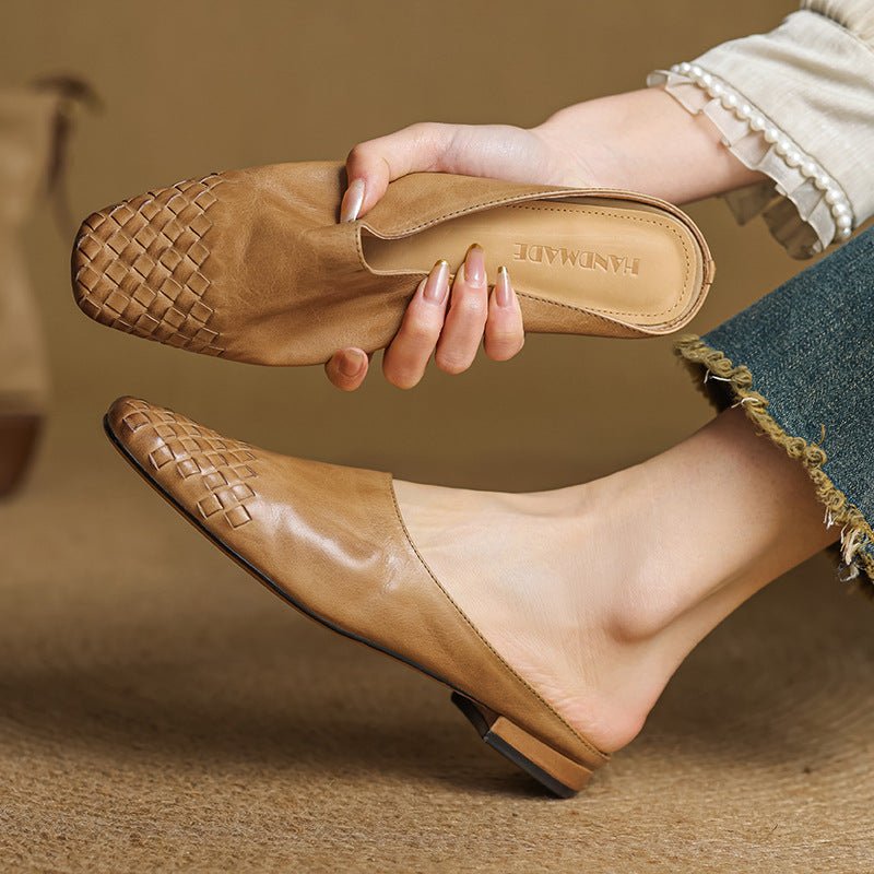 Nora | Elegant And Woven Leather Mules