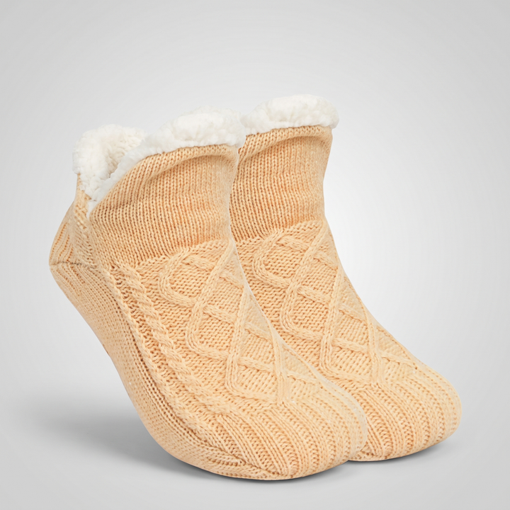 Fleece Knitted Slippers | Fleece-Lined Comfort for Women