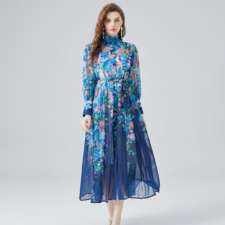 Cressida | Long Sleeve Maxi Dress – Floral Print for Women