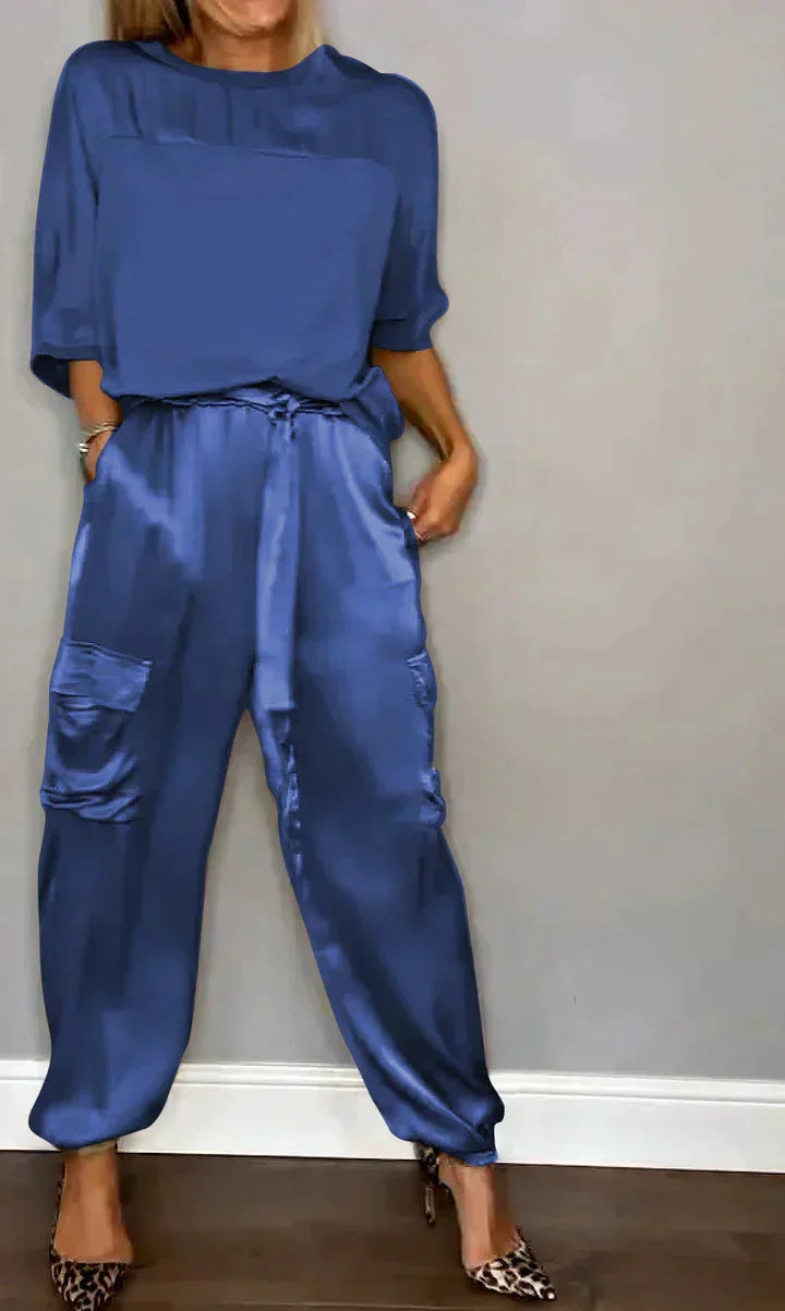 Victoria | Luxurious And Glamorous Satin Two Piece Set