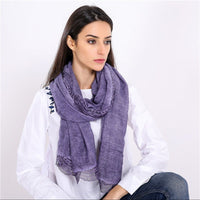 Seraphina | Elegant and Refined Linen-Blend Lace-Trimmed Scarve