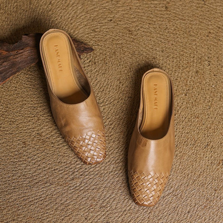 Nora | Elegant And Woven Leather Mules