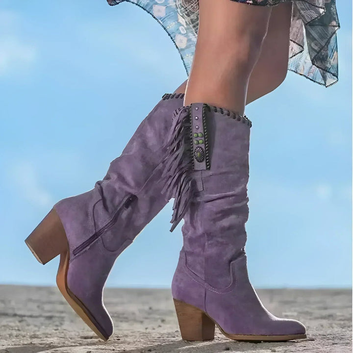 Aaliyah | Fringe Suede Boho Western Knee High Boots