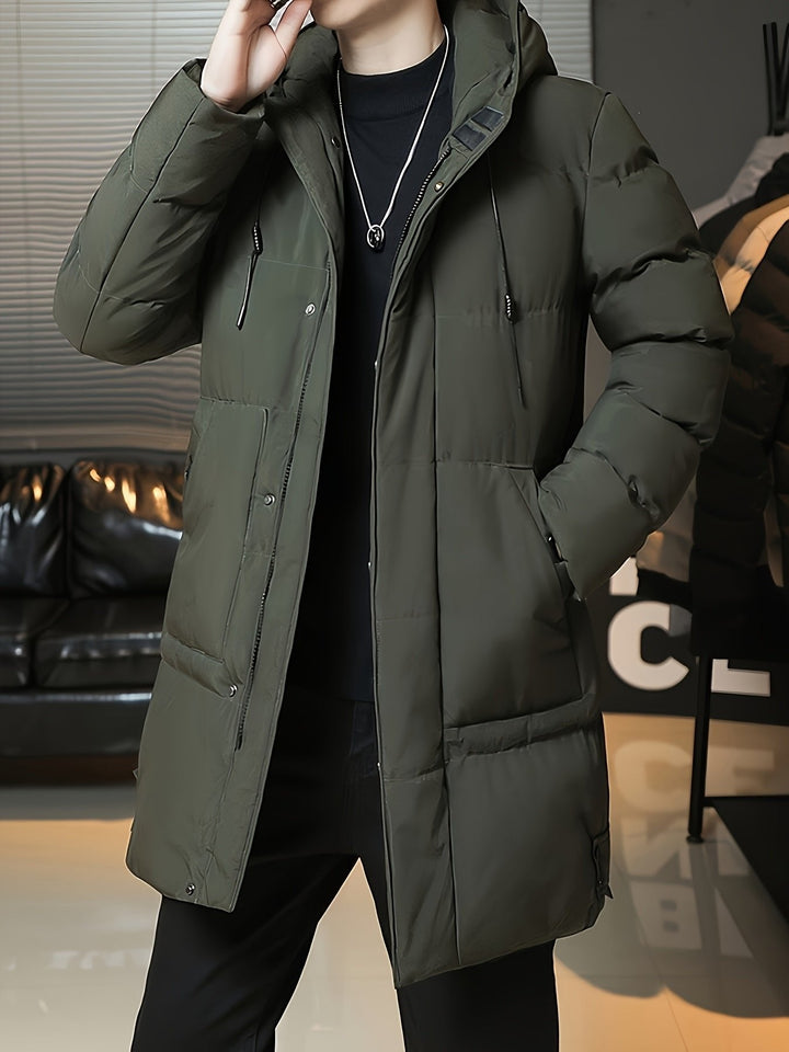 Donovan | Longline Puffer Coat – Stylish Hooded Design for Men