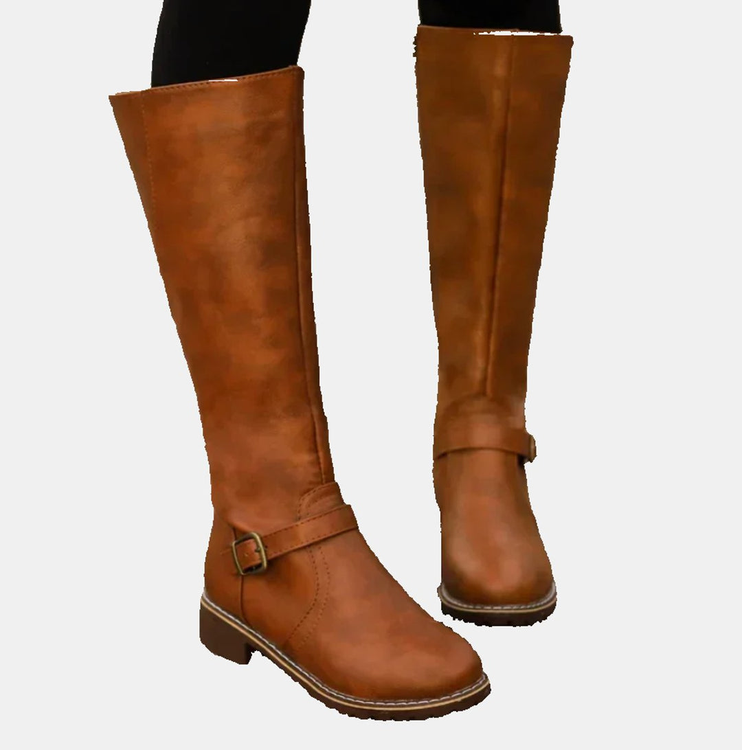 Julia | Elegant Buckle Detail Knee High Boots