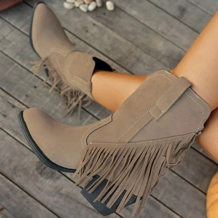 Grace | Dynamic Fringe Wide-Calf Western Cowboy Boots