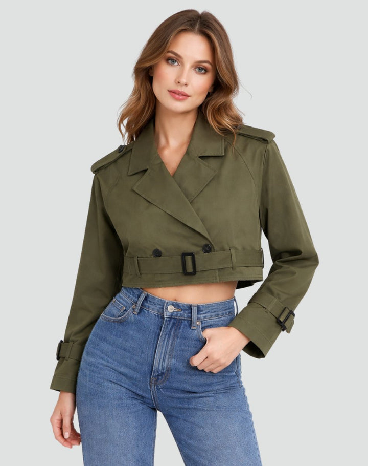 Charlotte | Chic Cropped Double-Breasted Trench Coat