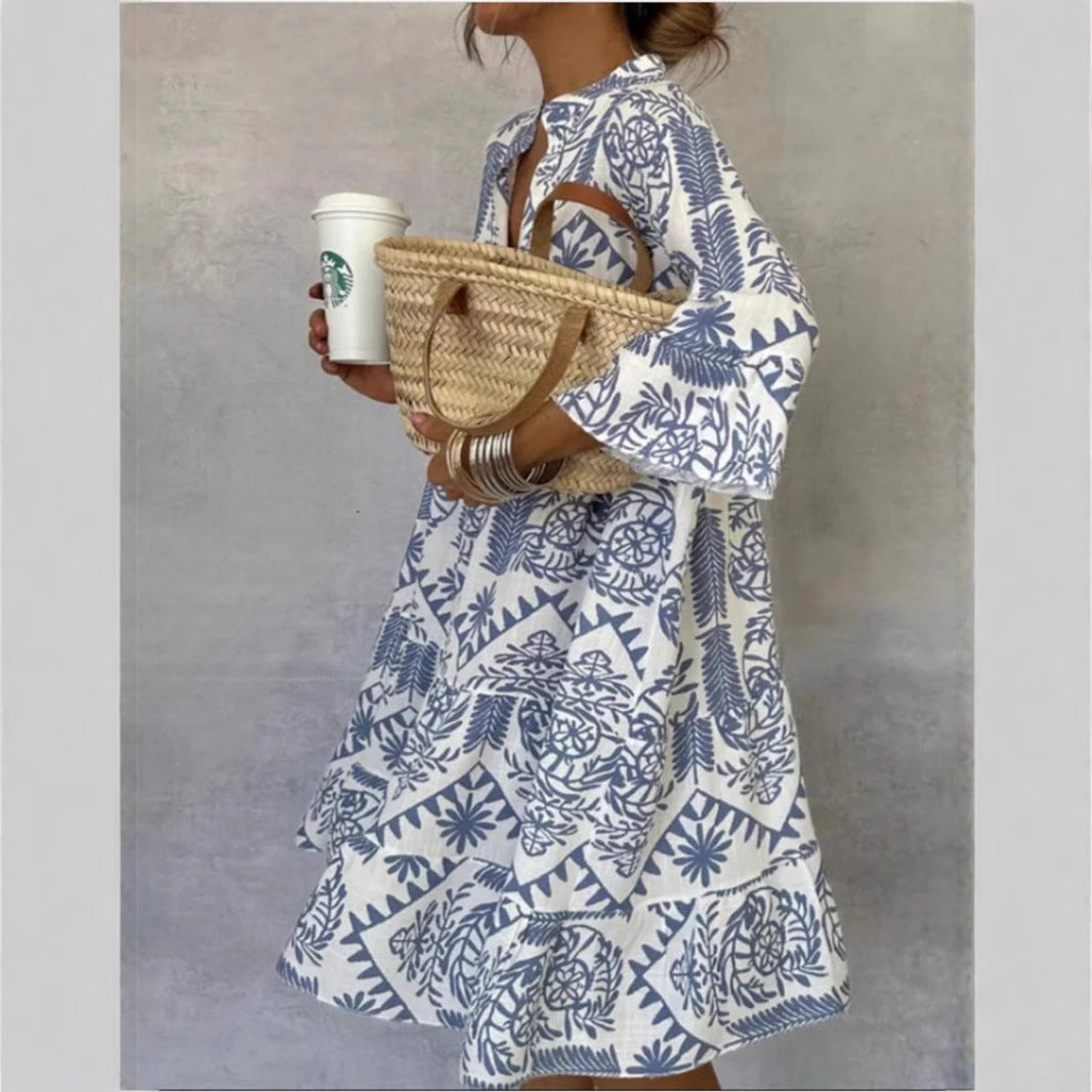 Monika | Vibrant Floral Flowing Tunic Dress