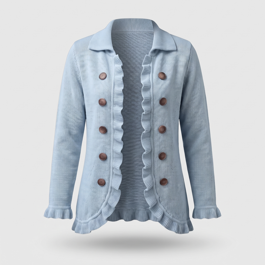 Rella | Ruffle Cardigan – Soft Cotton-Knit Blend for Women