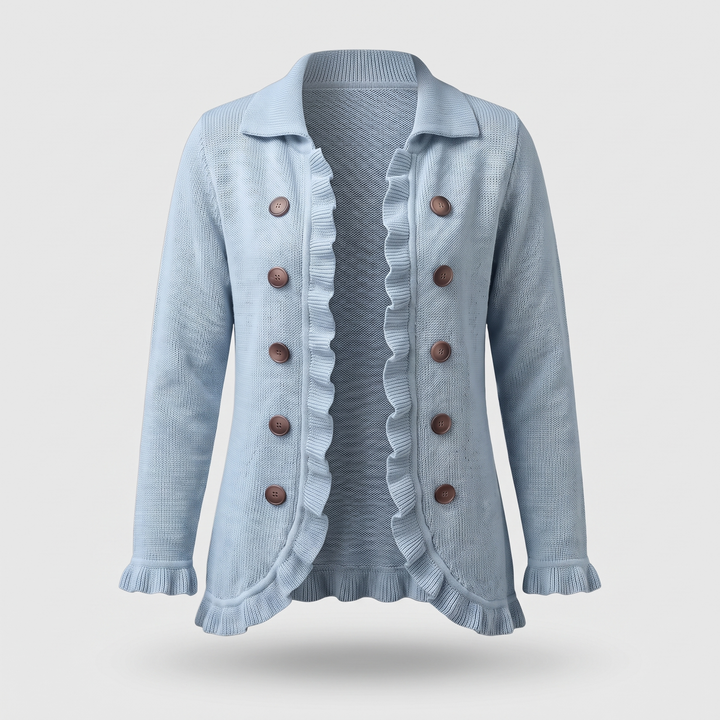 Rella | Ruffle Cardigan – Soft Cotton-Knit Blend for Women