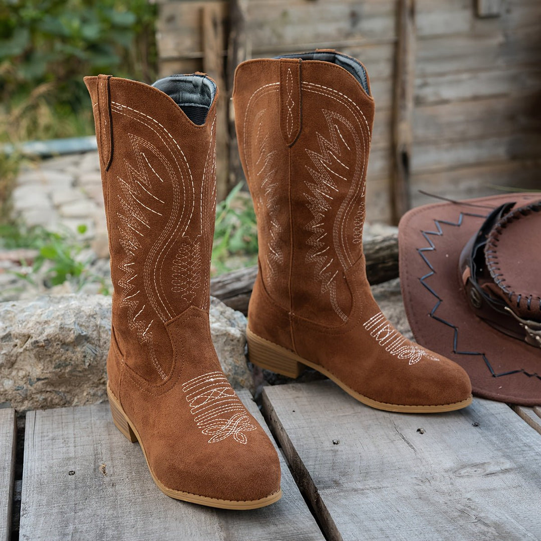 Giselle | Stivali da cowboy chic e comodi per polpacci larghi
