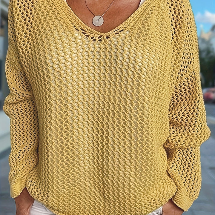 Delaney | Open-Knit Hooded Sweater – Relaxed Style for Women