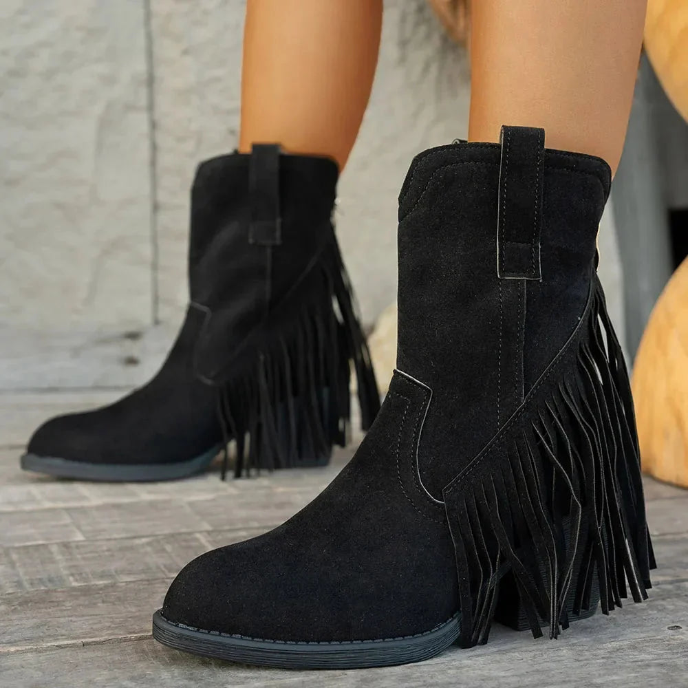 Grace | Dynamic Fringe Wide-Calf Western Cowboy Boots