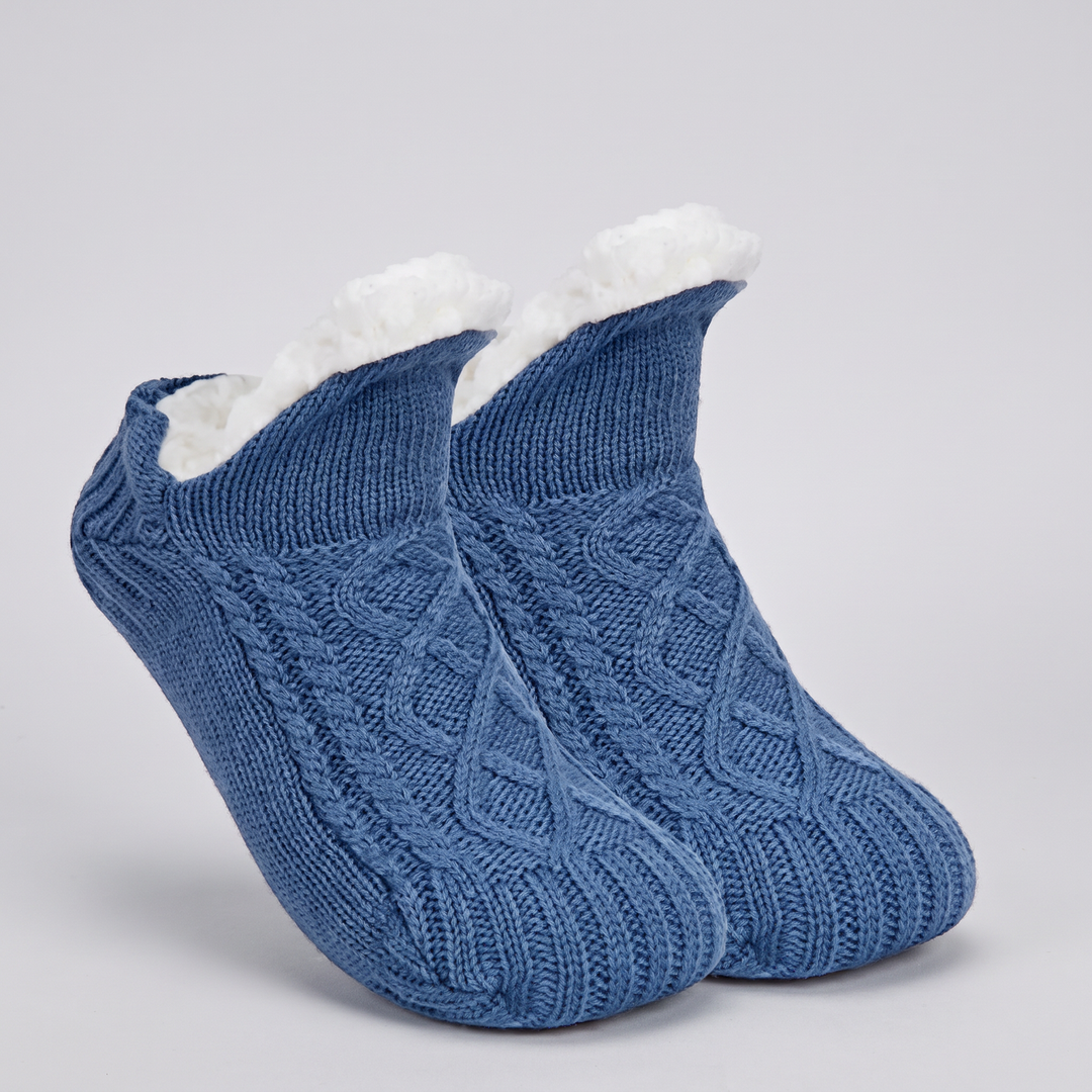 Fleece Knitted Slippers | Fleece-Lined Comfort for Women