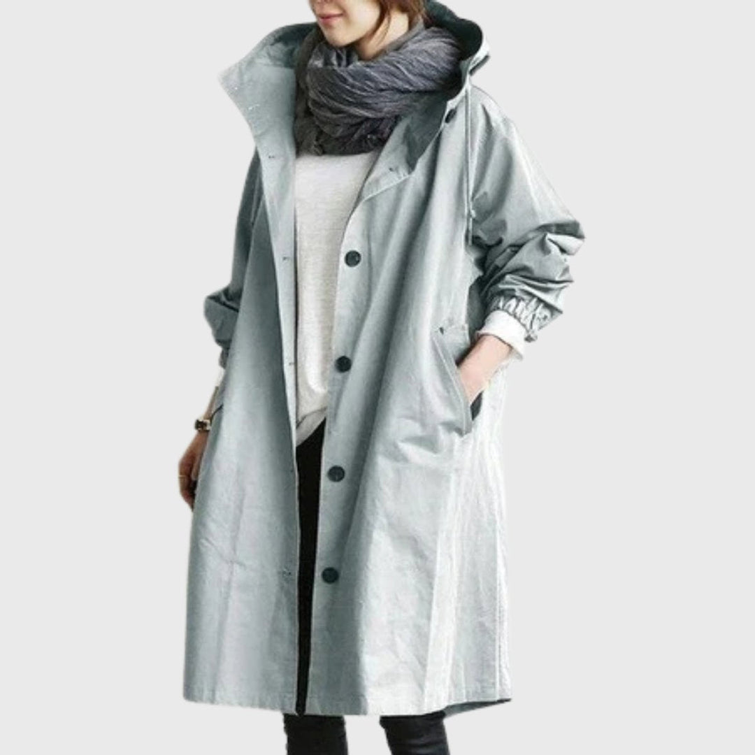 Ava | Stylish Long Water-Resistant Hooded Trench Coat