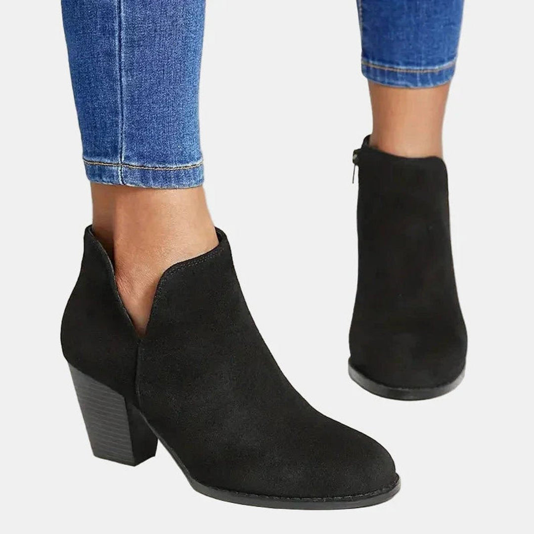Patricia | Refined Suede Ankle Boots with a Supportive Block Heel