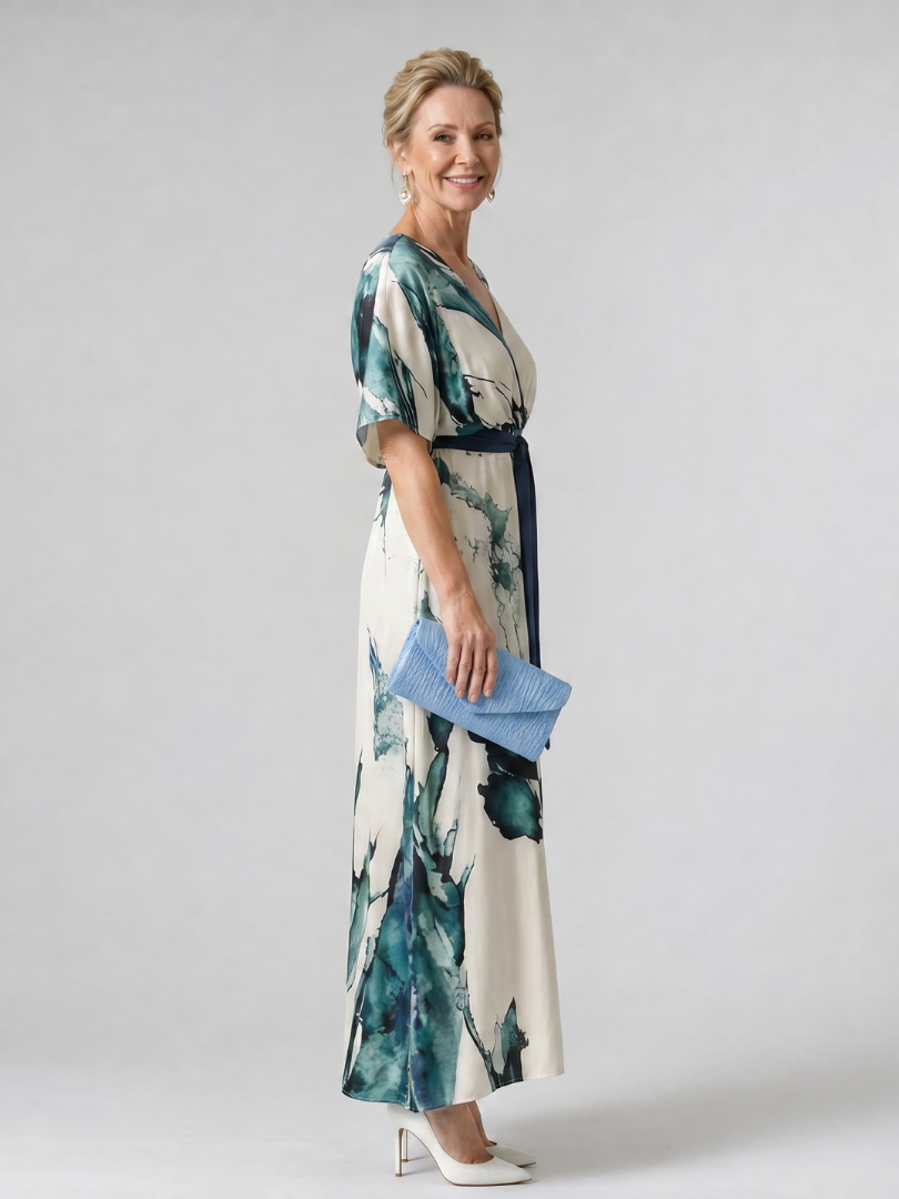 Floral Print Belted Maxi Dress