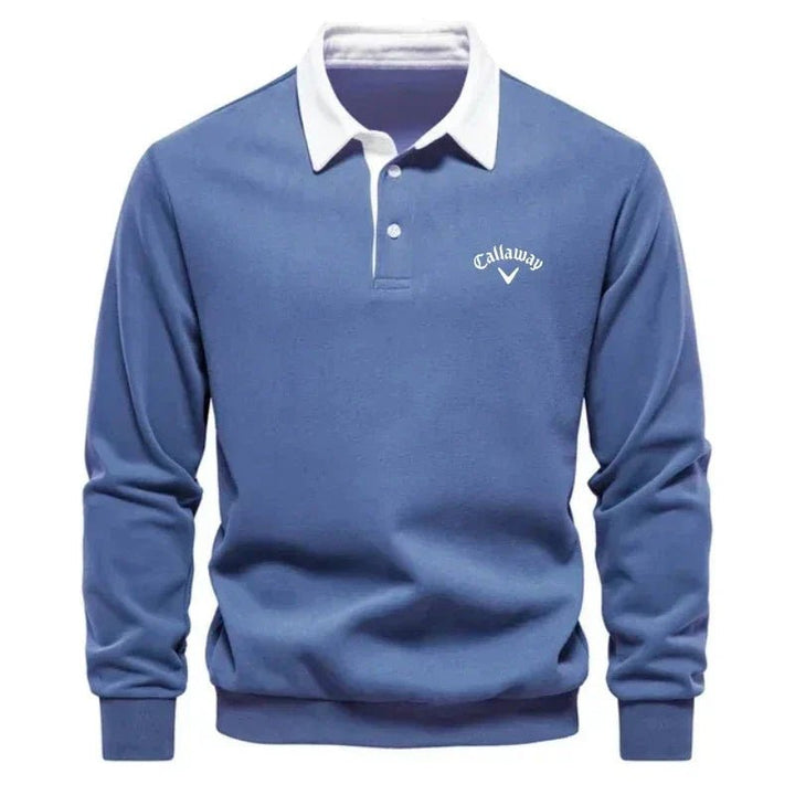 Ethan | Refined And Modern Contrast Collar Knit Polo Sweater