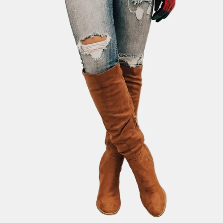 Abby | Stretch-Kniestiefel mit Blockabsatz