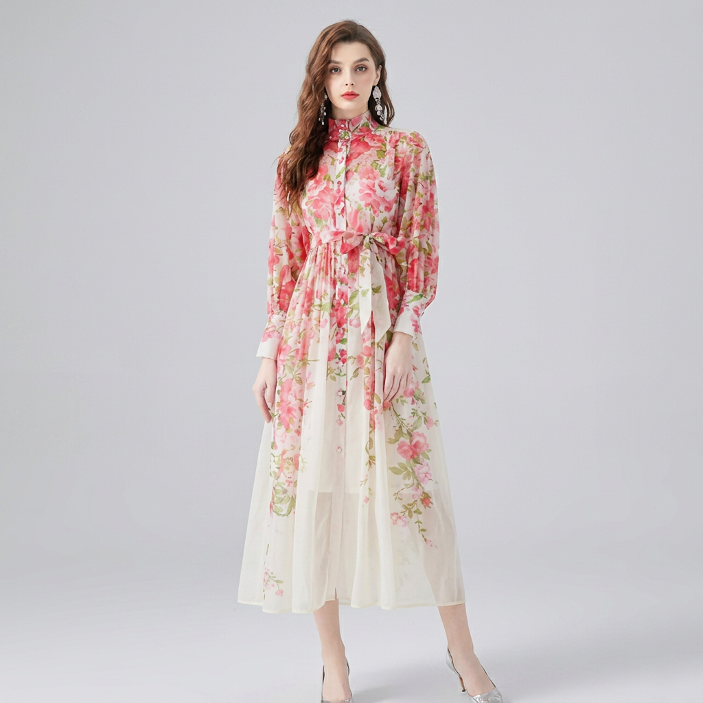 Cressida | Long Sleeve Maxi Dress – Floral Print for Women