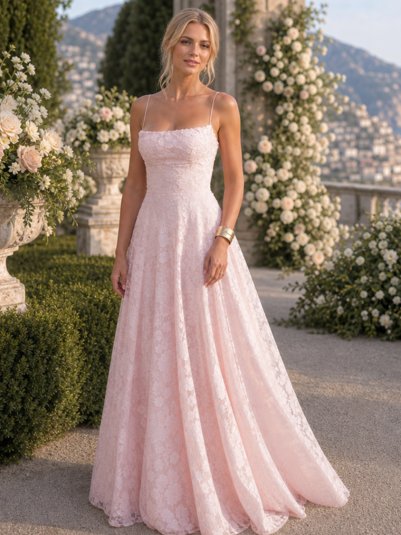 Lace Maxi Dress with Spaghetti Straps