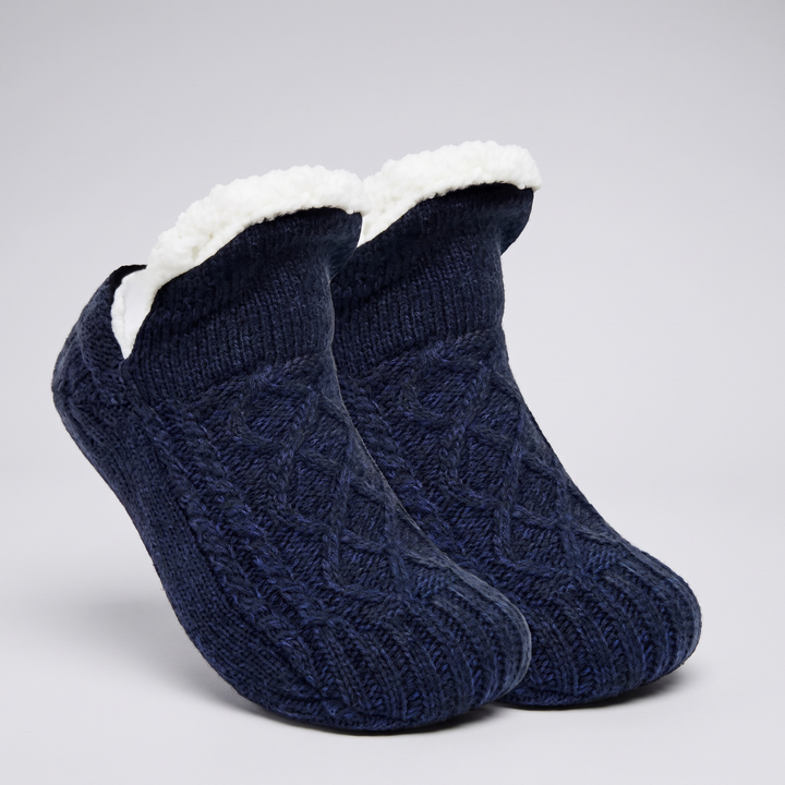 Fleece Knitted Slippers | Fleece-Lined Comfort for Women