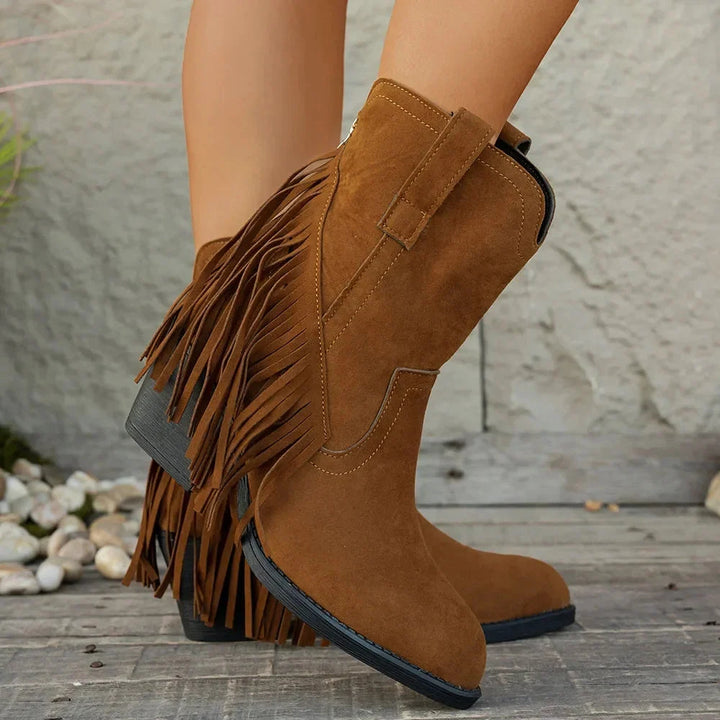 Grace | Dynamic Fringe Wide-Calf Western Cowboy Boots